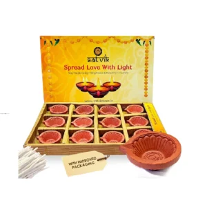 Earthen Clay Diya 12 Pc Set (Om)