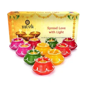 Clay Matki Diya 10 Pc Set Wax Filled