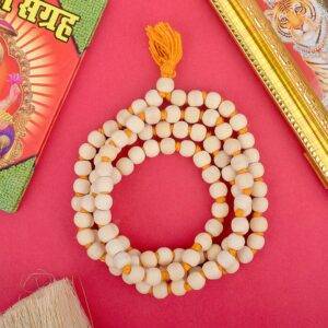 Handcrafted Wodden White Jap Mala - 9mm