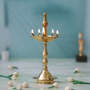 Five Wick Samai Lamp In Brass